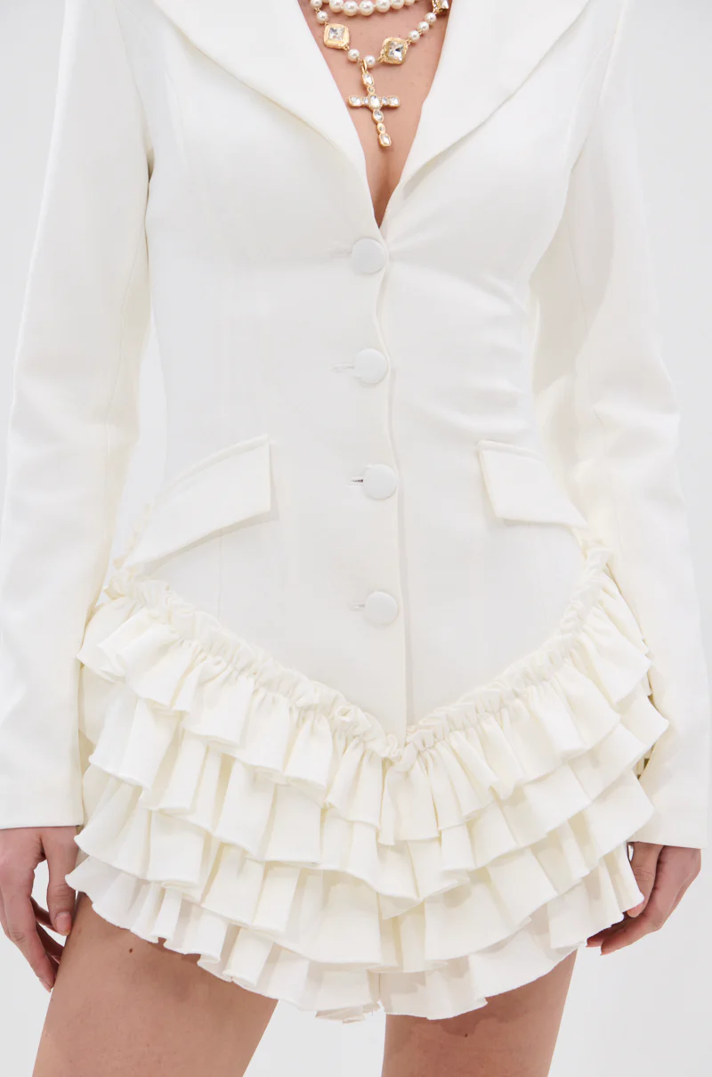 STRICTLY BUSINESS BLAZER ROMPER IN WHITE - Image 9