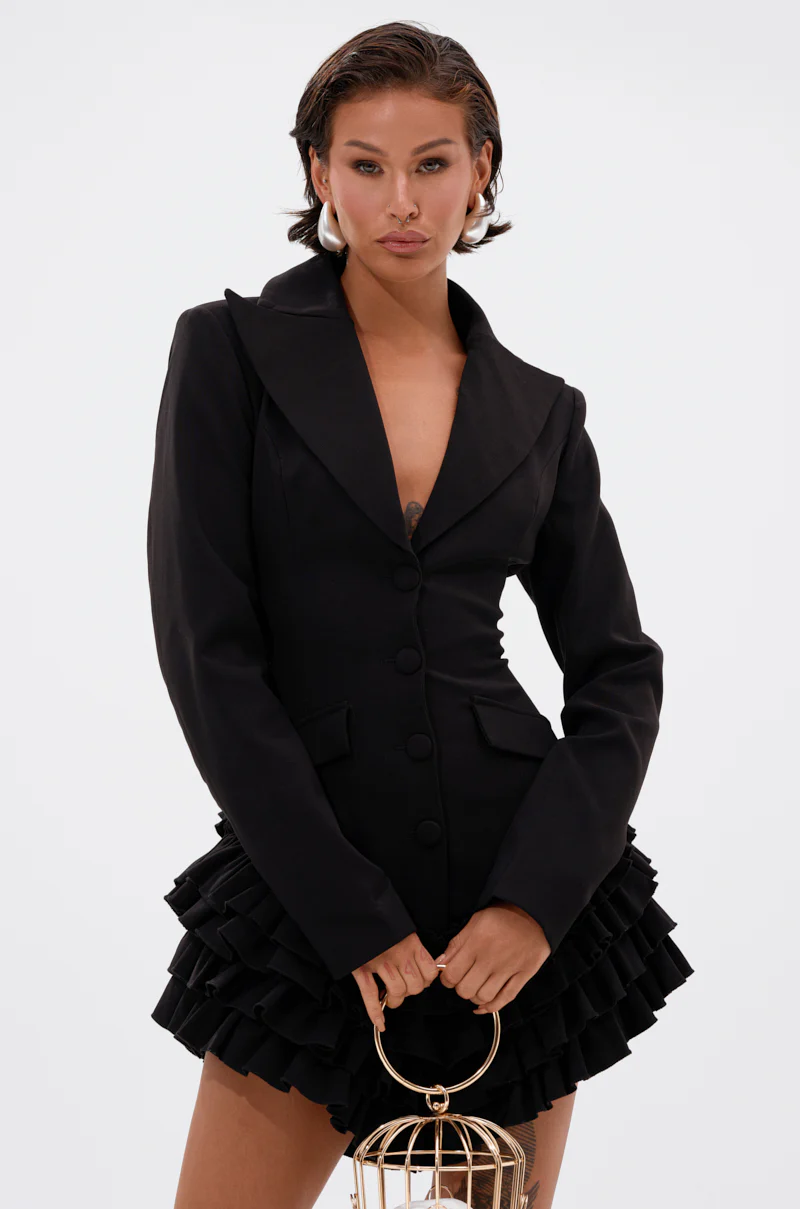 STRICTLY BUSINESS BLAZER ROMPER IN BLACK - Image 2