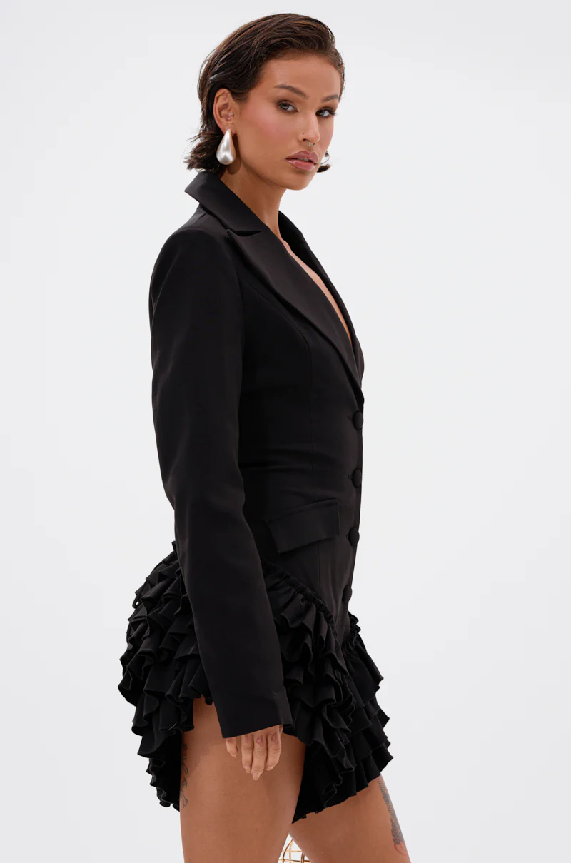 STRICTLY BUSINESS BLAZER ROMPER IN BLACK - Image 3