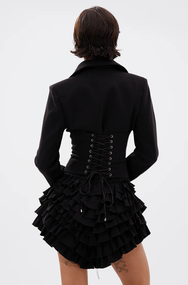 STRICTLY BUSINESS BLAZER ROMPER IN BLACK - Image 4
