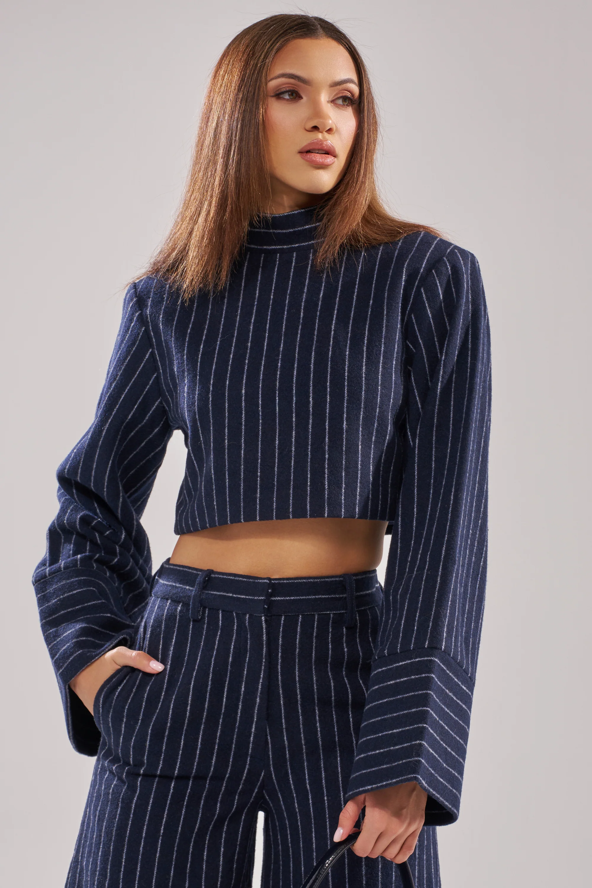 STRICTLY BUSINESS PINSTRIPE BLOUSE - Image 3