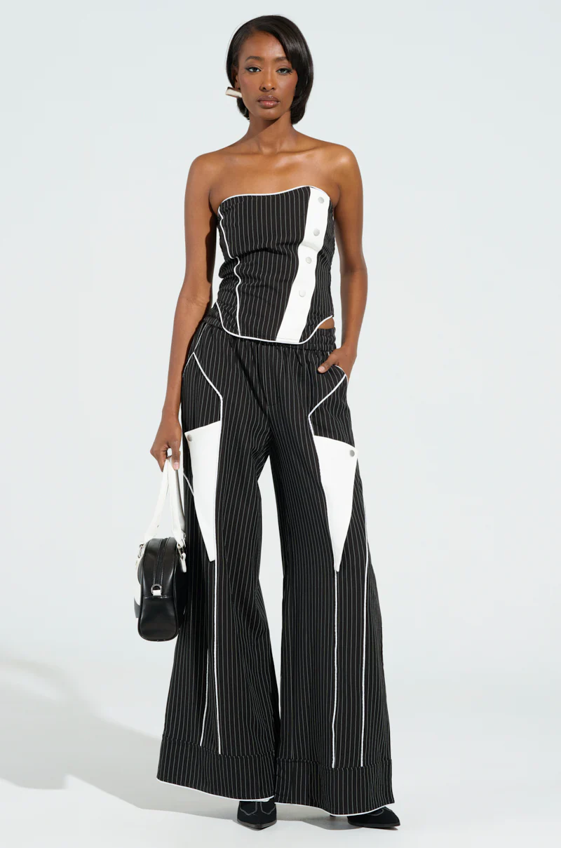STRICTLY BUSINESS PINSTRIPE STRAPLESS TOP - Image 4
