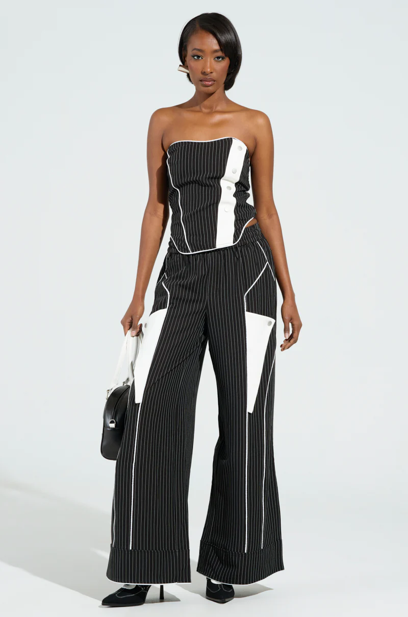 STRICTLY BUSINESS PINSTRIPE STRAPLESS TOP - Image 5