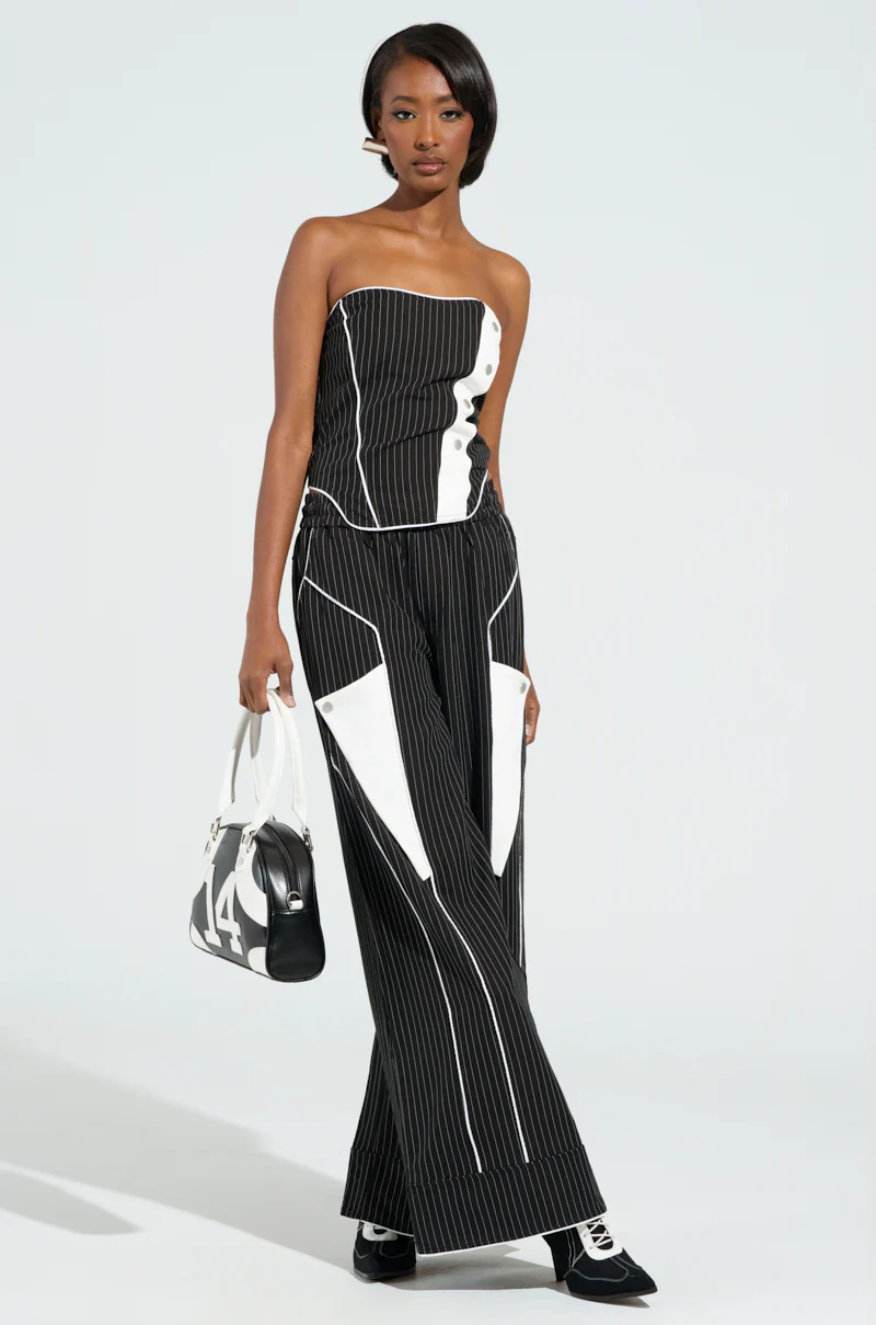STRICTLY BUSINESS PINSTRIPE STRAPLESS TOP - Image 6