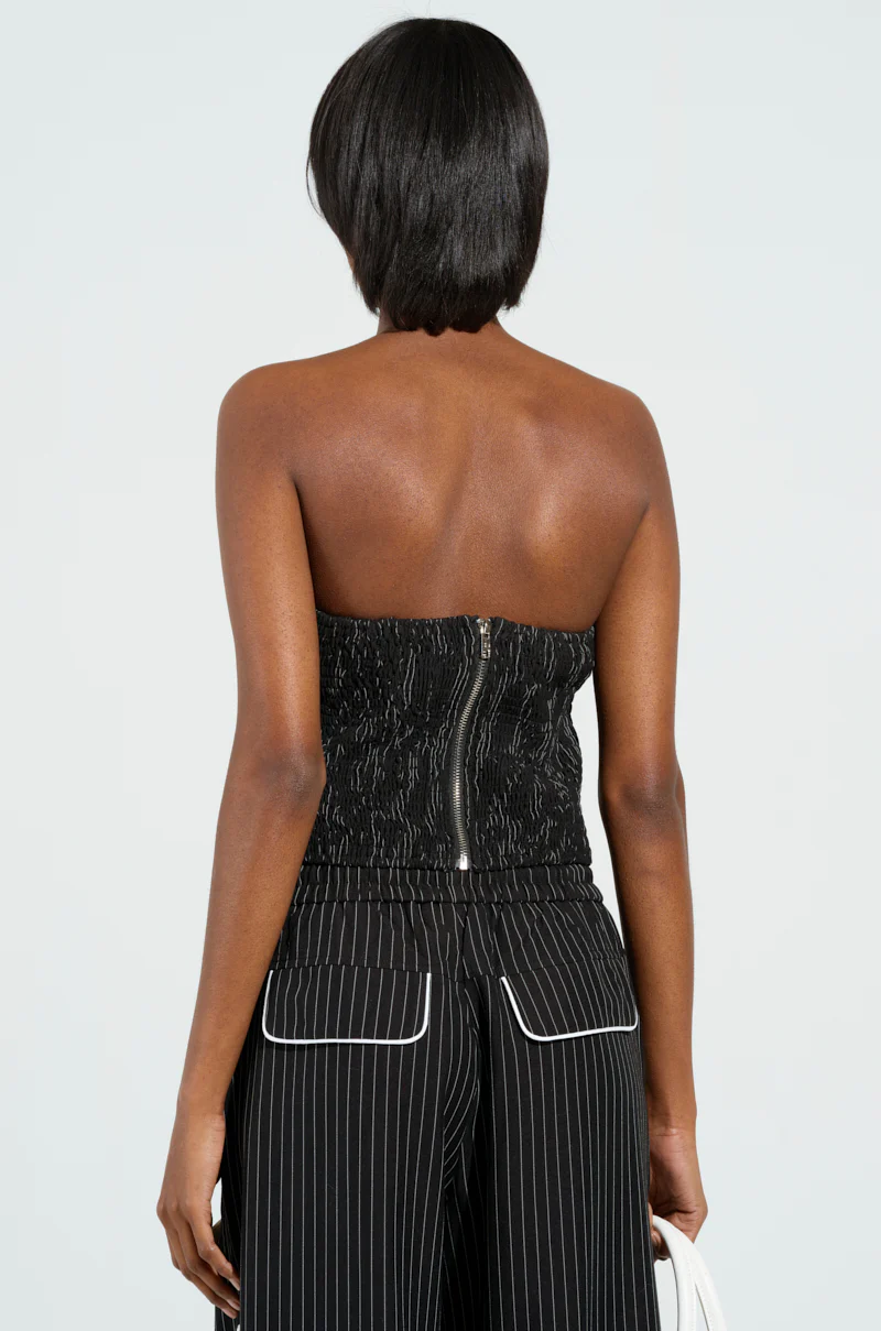 STRICTLY BUSINESS PINSTRIPE STRAPLESS TOP - Image 7
