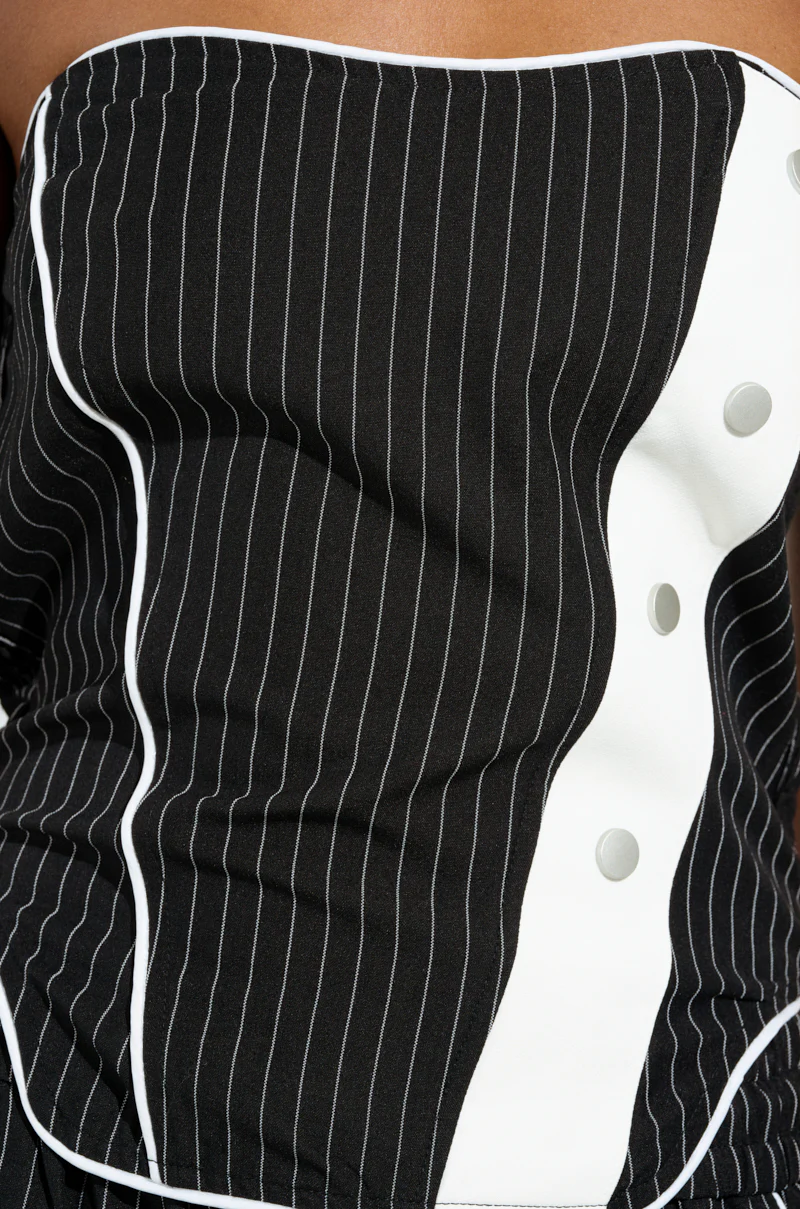 STRICTLY BUSINESS PINSTRIPE STRAPLESS TOP - Image 8