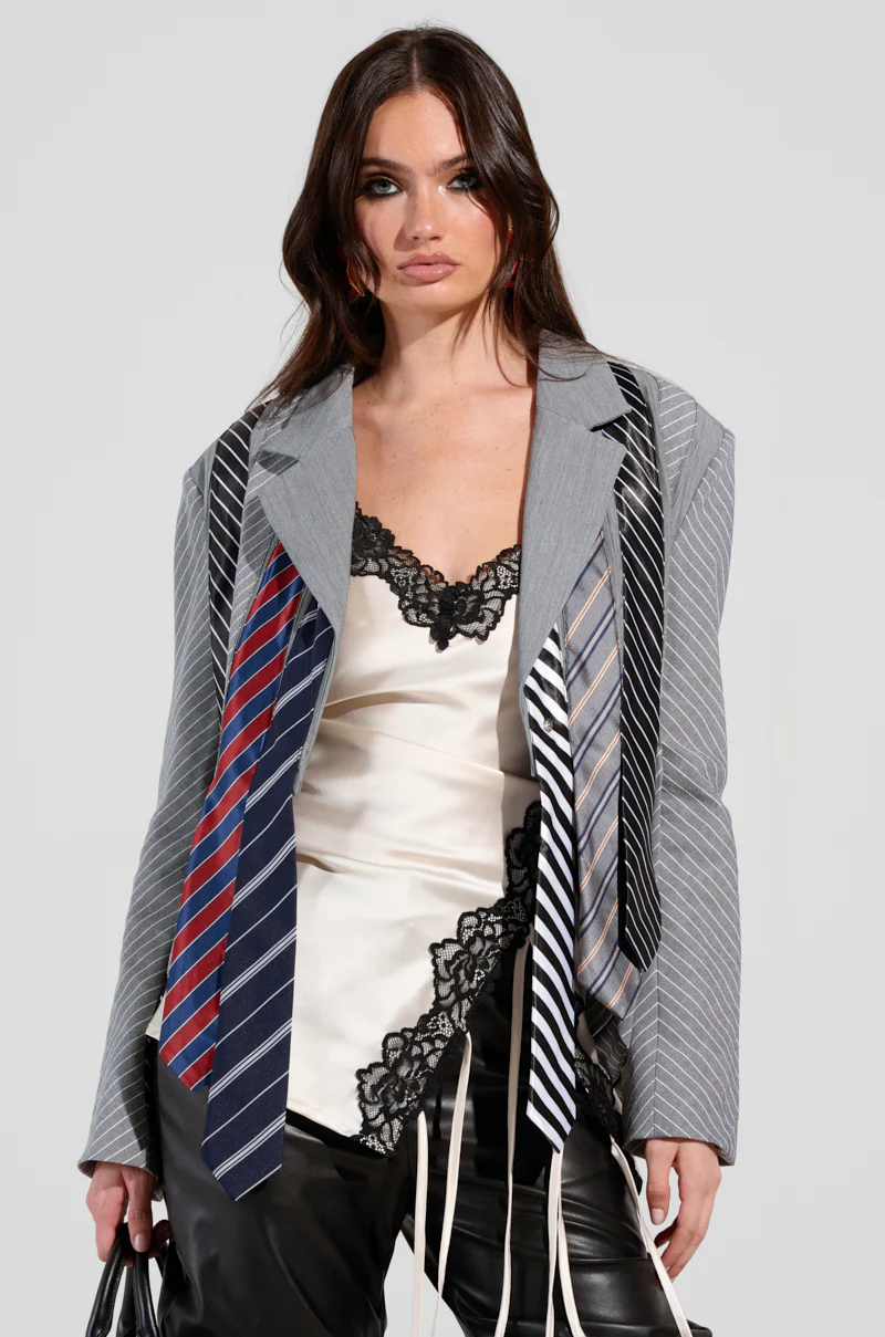STRICTLY BUSINESS TIE DETAIL BLAZER - Image 3