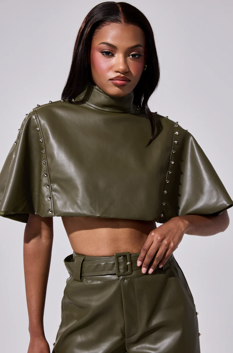 STUDDED FAUX LEATHER CAPE - Image 3
