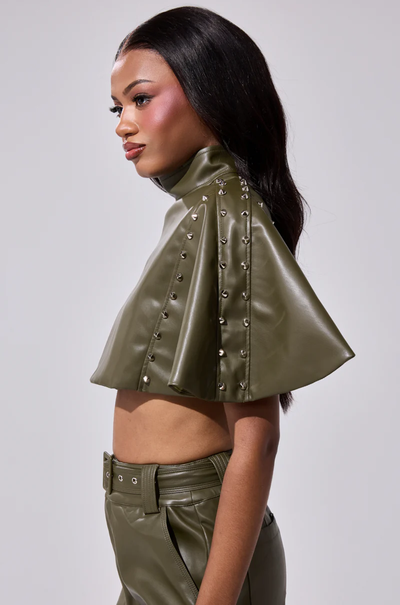 STUDDED FAUX LEATHER CAPE - Image 4