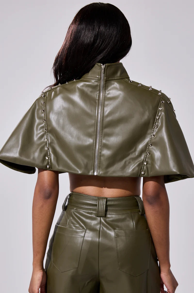 STUDDED FAUX LEATHER CAPE - Image 5