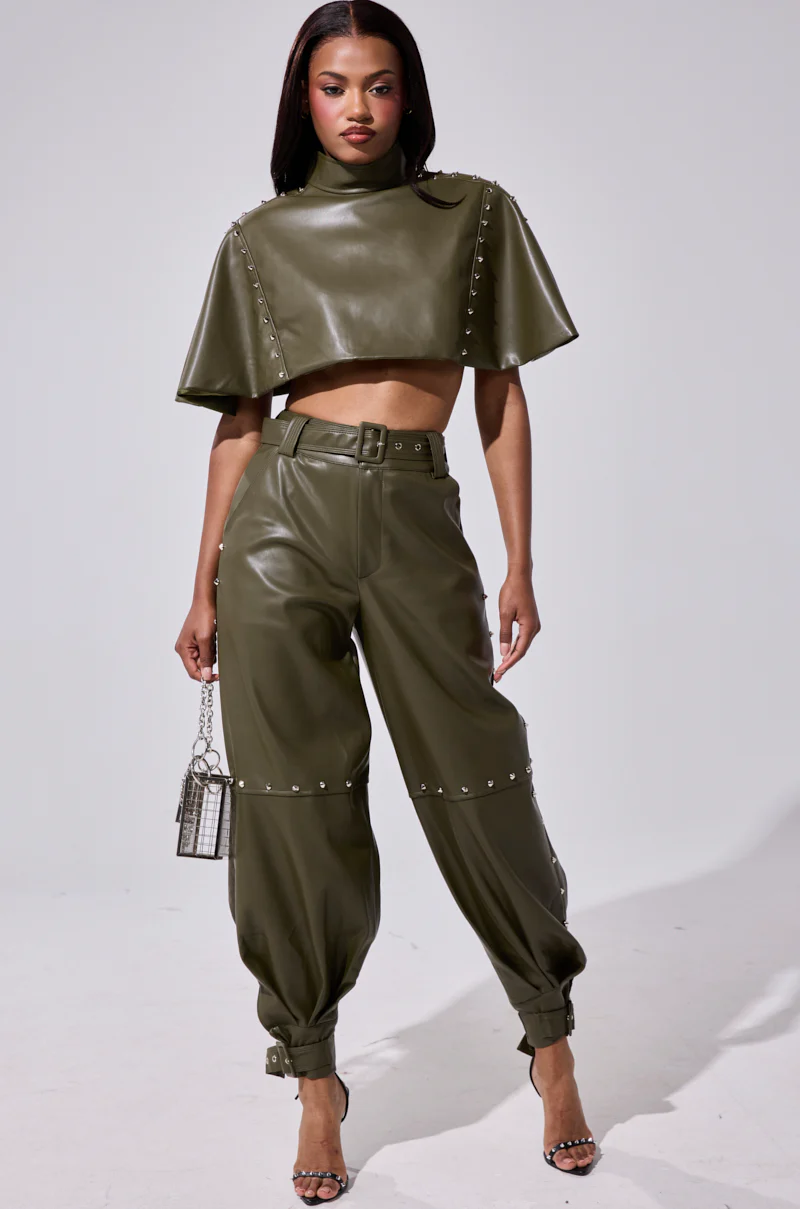 STUDDED FAUX LEATHER CAPE - Image 8