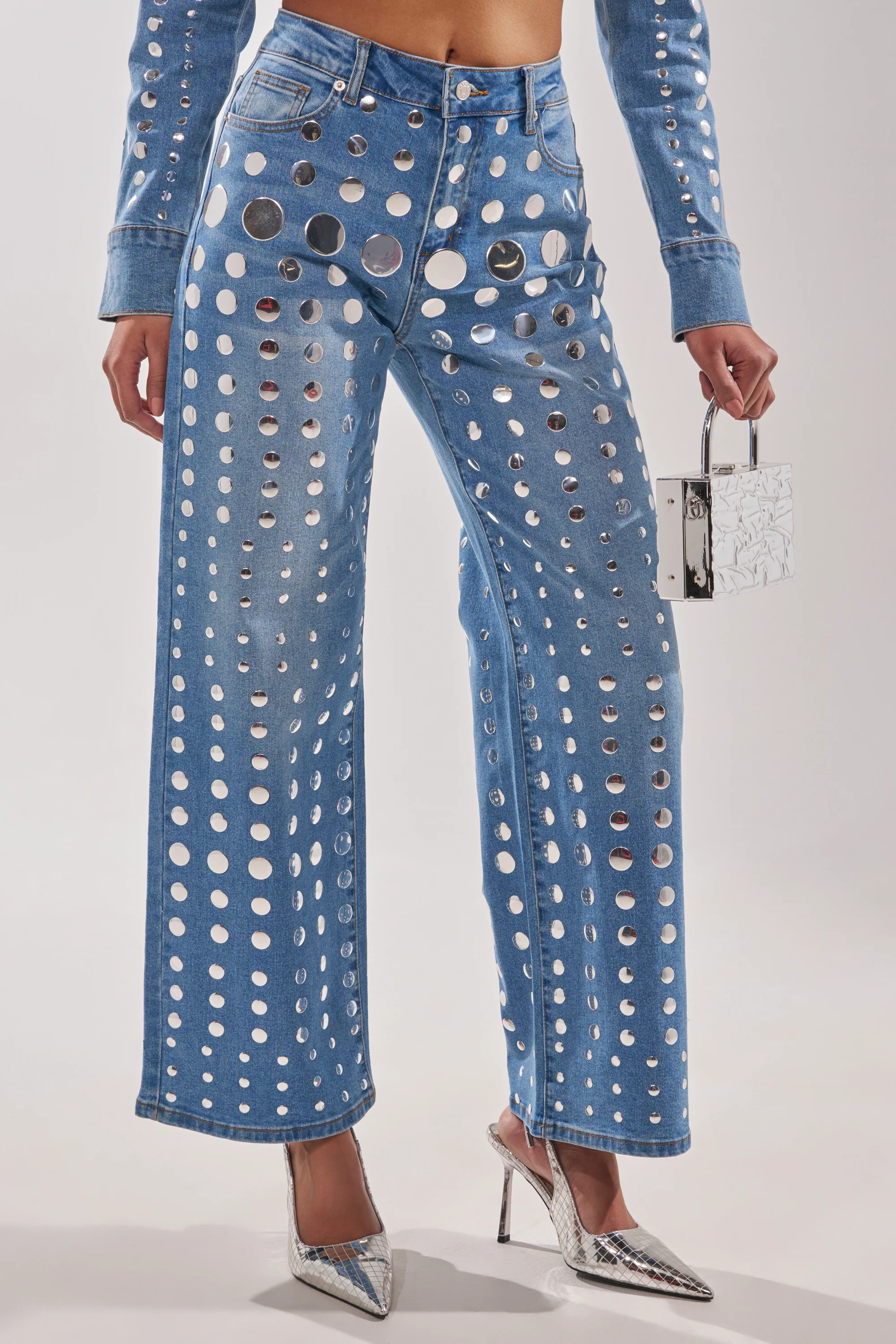 STUDS EVERYWHERE RELAXED DENIM PANT - Image 2