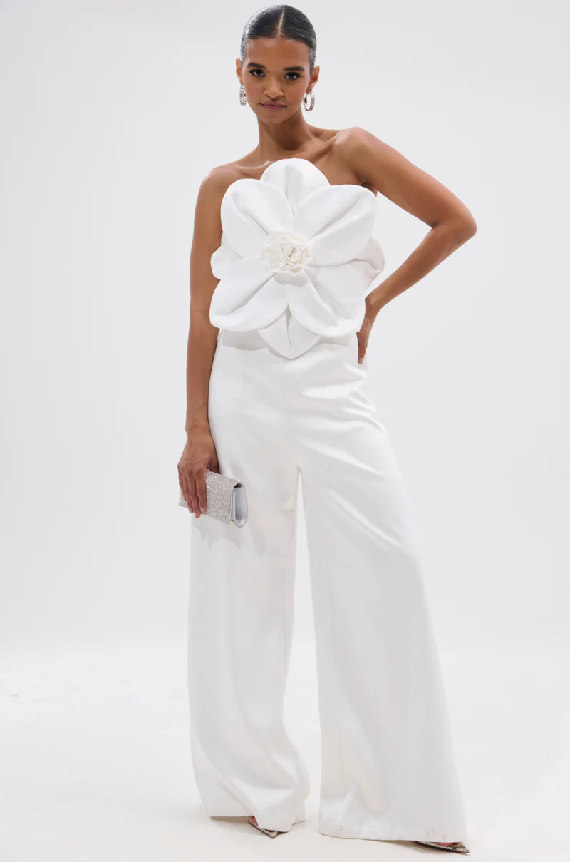 SUMMER BLOOMS WIDE LEG JUMPSUIT IN WHITE - Image 2