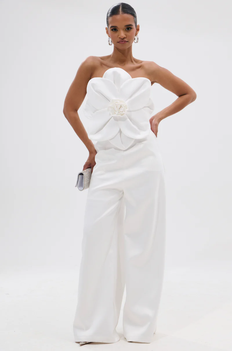 SUMMER BLOOMS WIDE LEG JUMPSUIT IN WHITE - Image 3