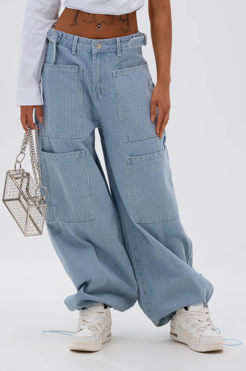 SUMMERTIME BLUES STRIPE WIDE LEG DENIM - Image 4