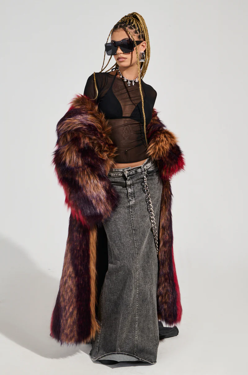 SUNDAY STRIPED FUR COAT - Image 4