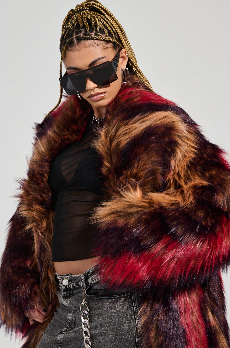 SUNDAY STRIPED FUR COAT - Image 9