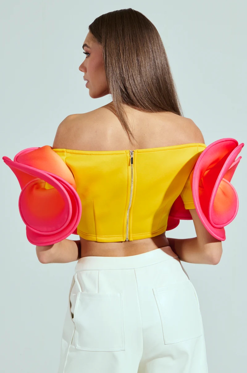 SUNSET DREAMS OFF THE SHOULDER CROP TOP - Image 4