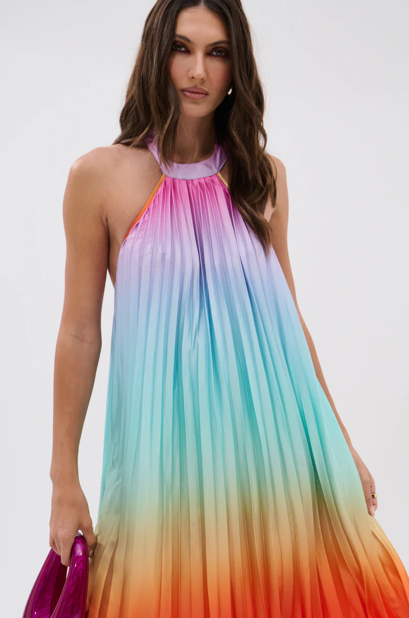SUNSET PLEATED OMBRE MAXI DRESS - Image 10