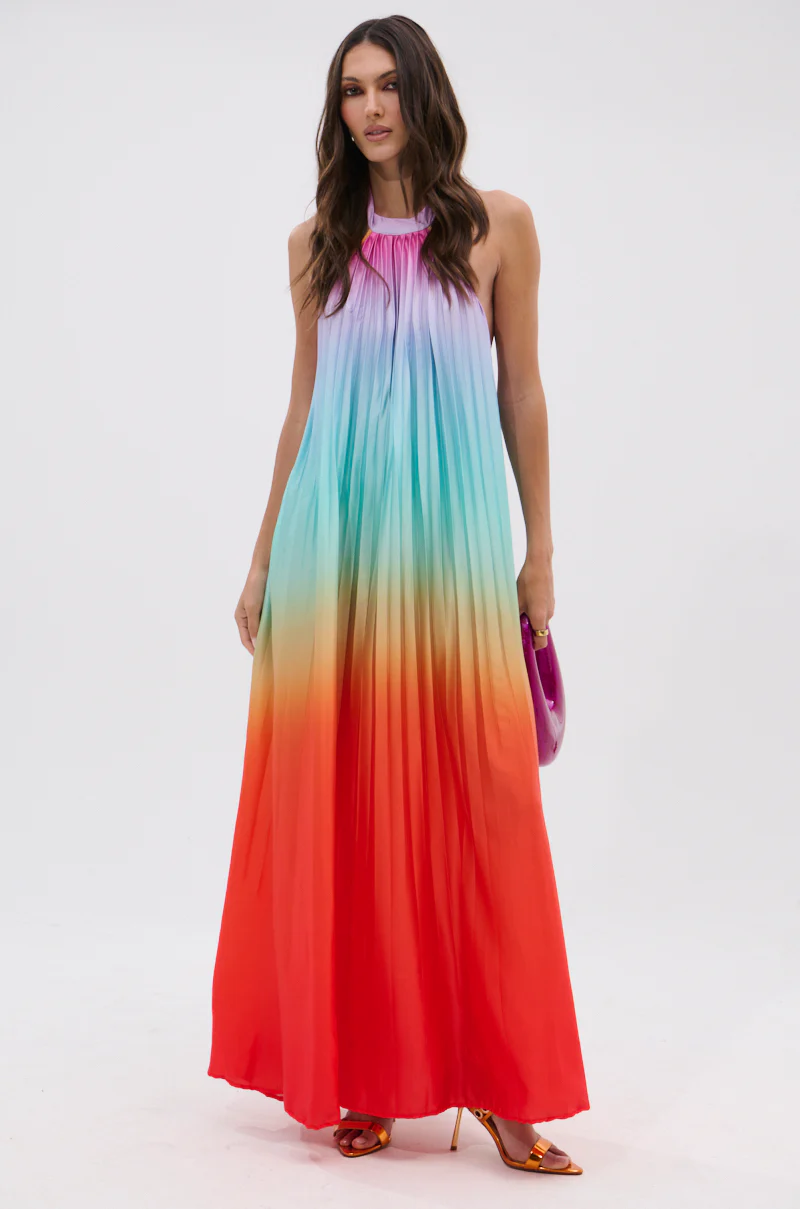 SUNSET PLEATED OMBRE MAXI DRESS - Image 3