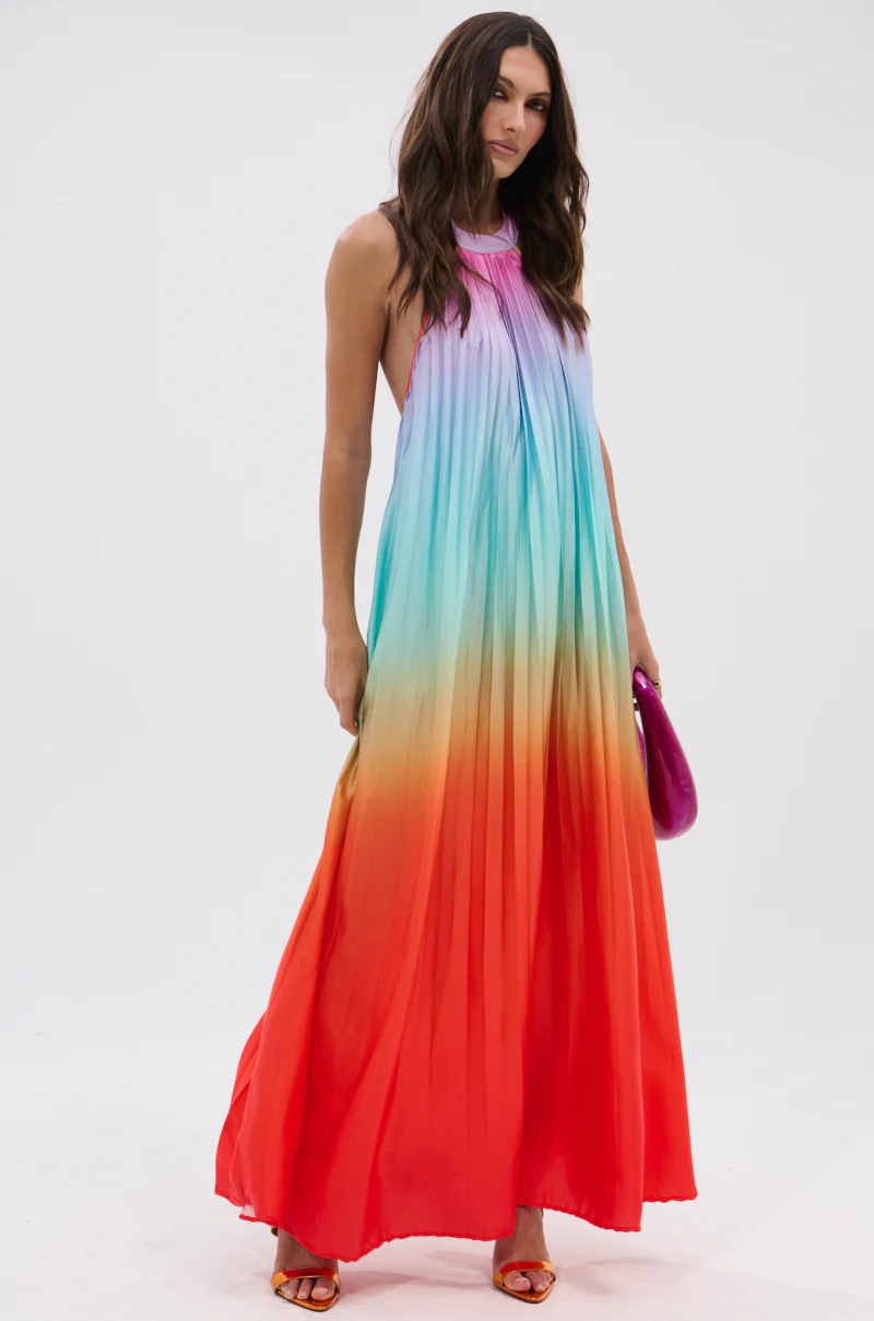 SUNSET PLEATED OMBRE MAXI DRESS - Image 4