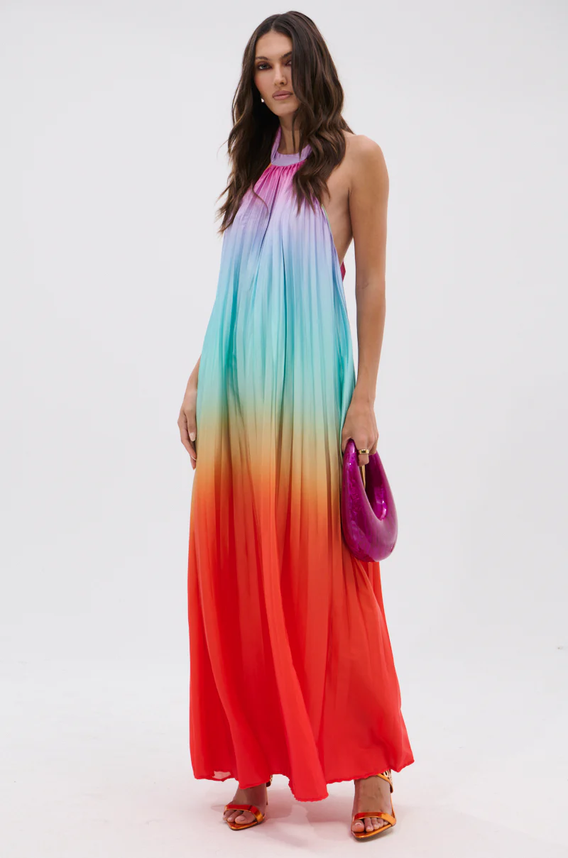 SUNSET PLEATED OMBRE MAXI DRESS - Image 5