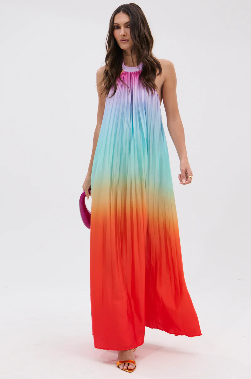 SUNSET PLEATED OMBRE MAXI DRESS - Image 6