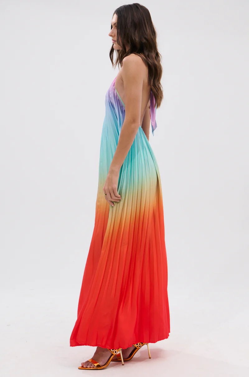 SUNSET PLEATED OMBRE MAXI DRESS - Image 7