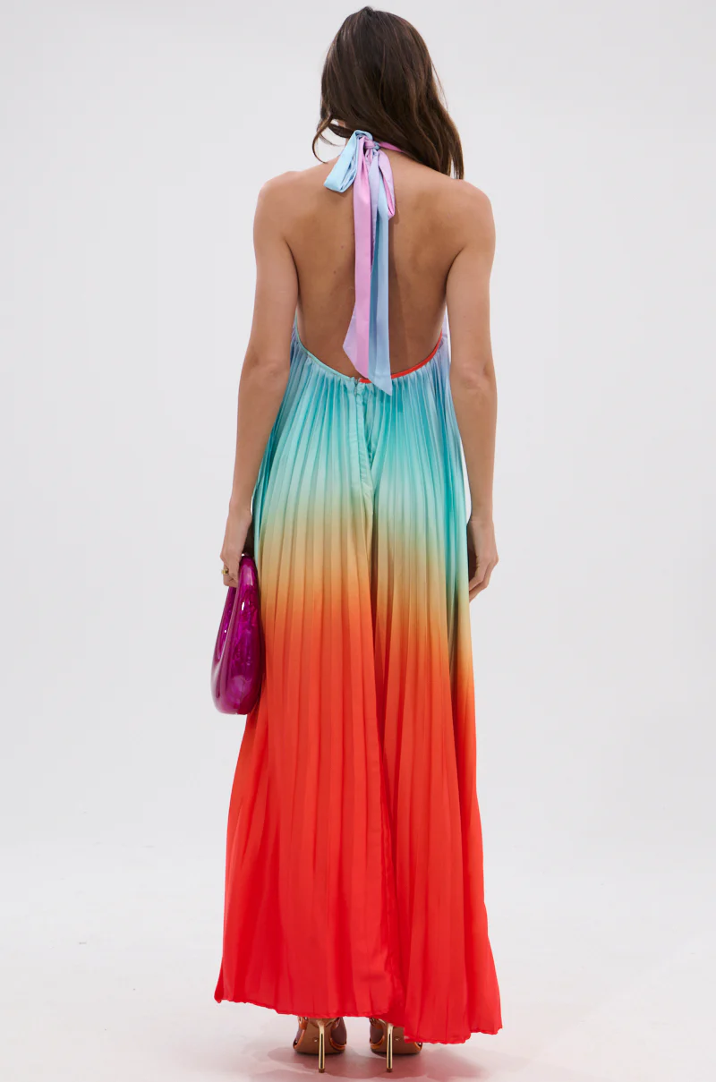 SUNSET PLEATED OMBRE MAXI DRESS - Image 8