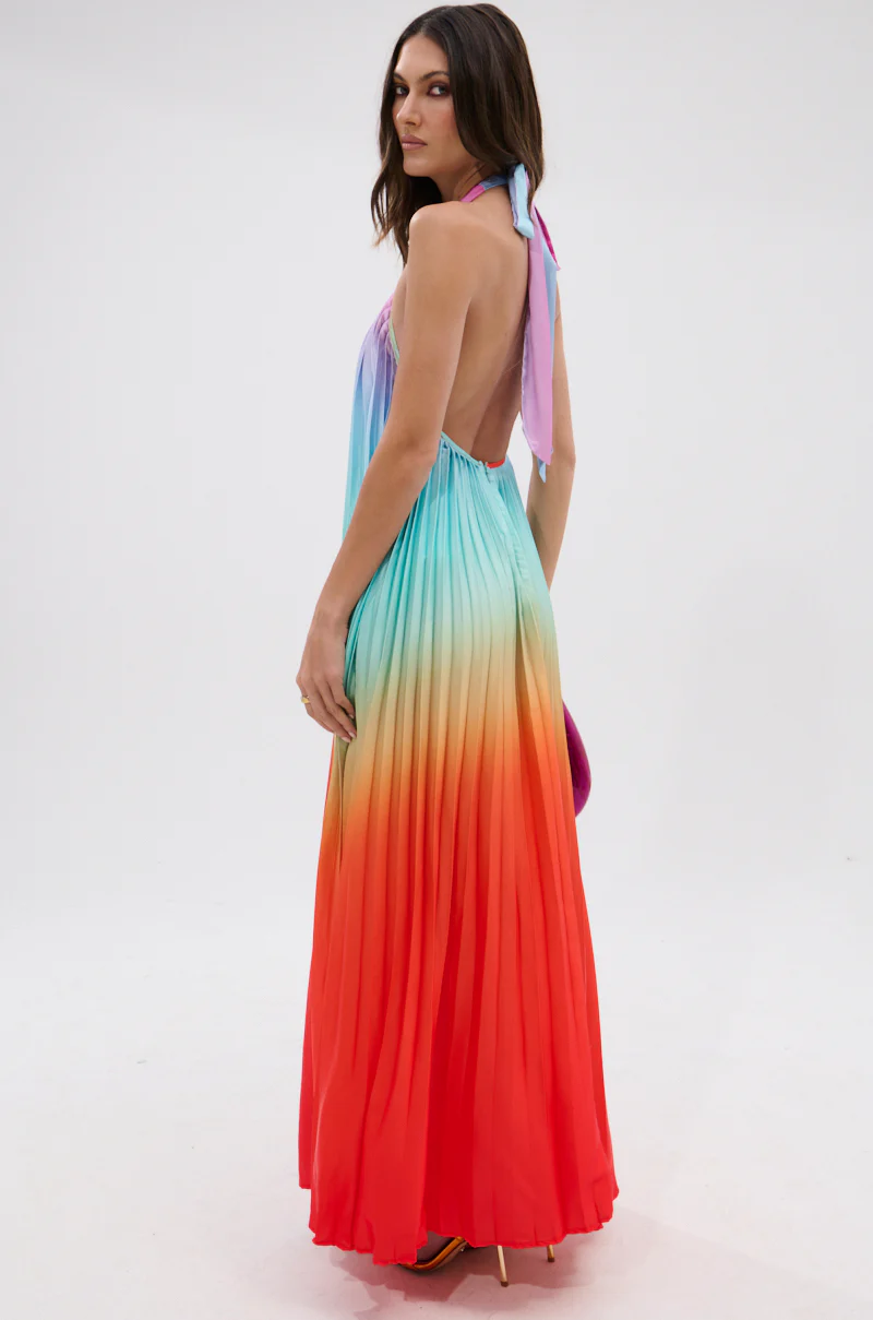 SUNSET PLEATED OMBRE MAXI DRESS - Image 9