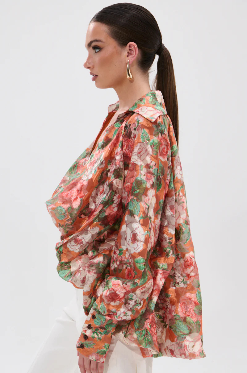 SUNSHINE FLORAL HIGH LOW BLOUSE - Image 4
