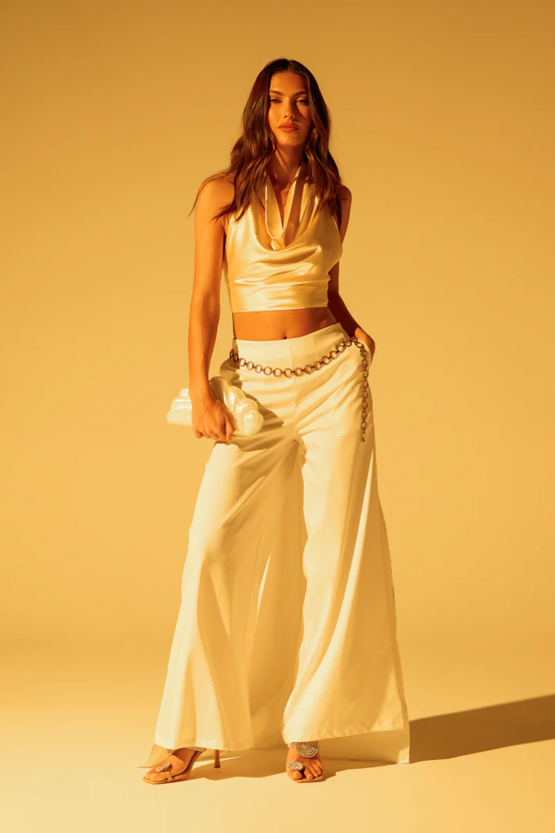SUNSHINE GIRL COWL NECK SATIN BLOUSE - Image 3