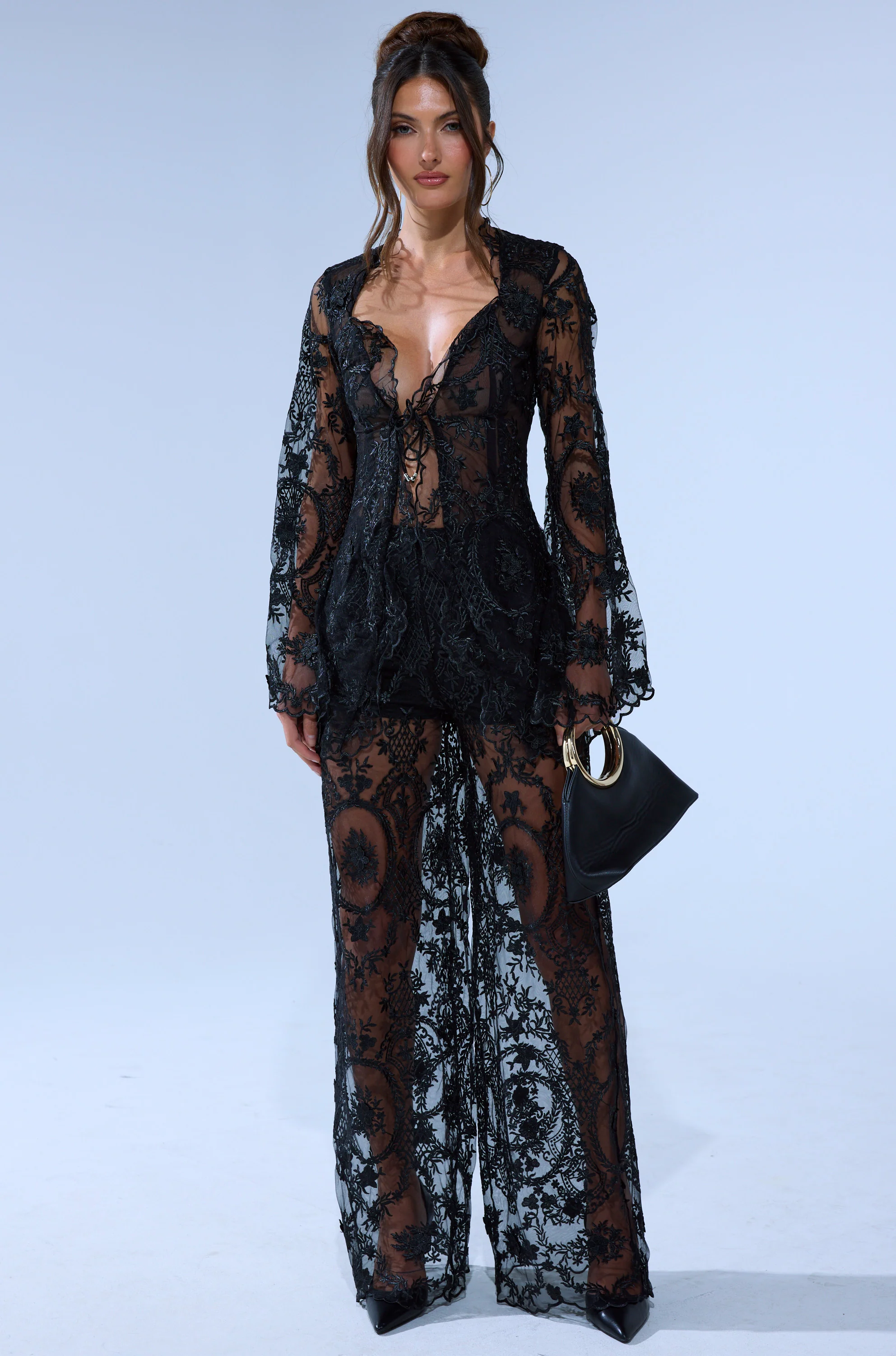 SUPER LUXE LACE TIE-FRONT BLOUSE - Image 6