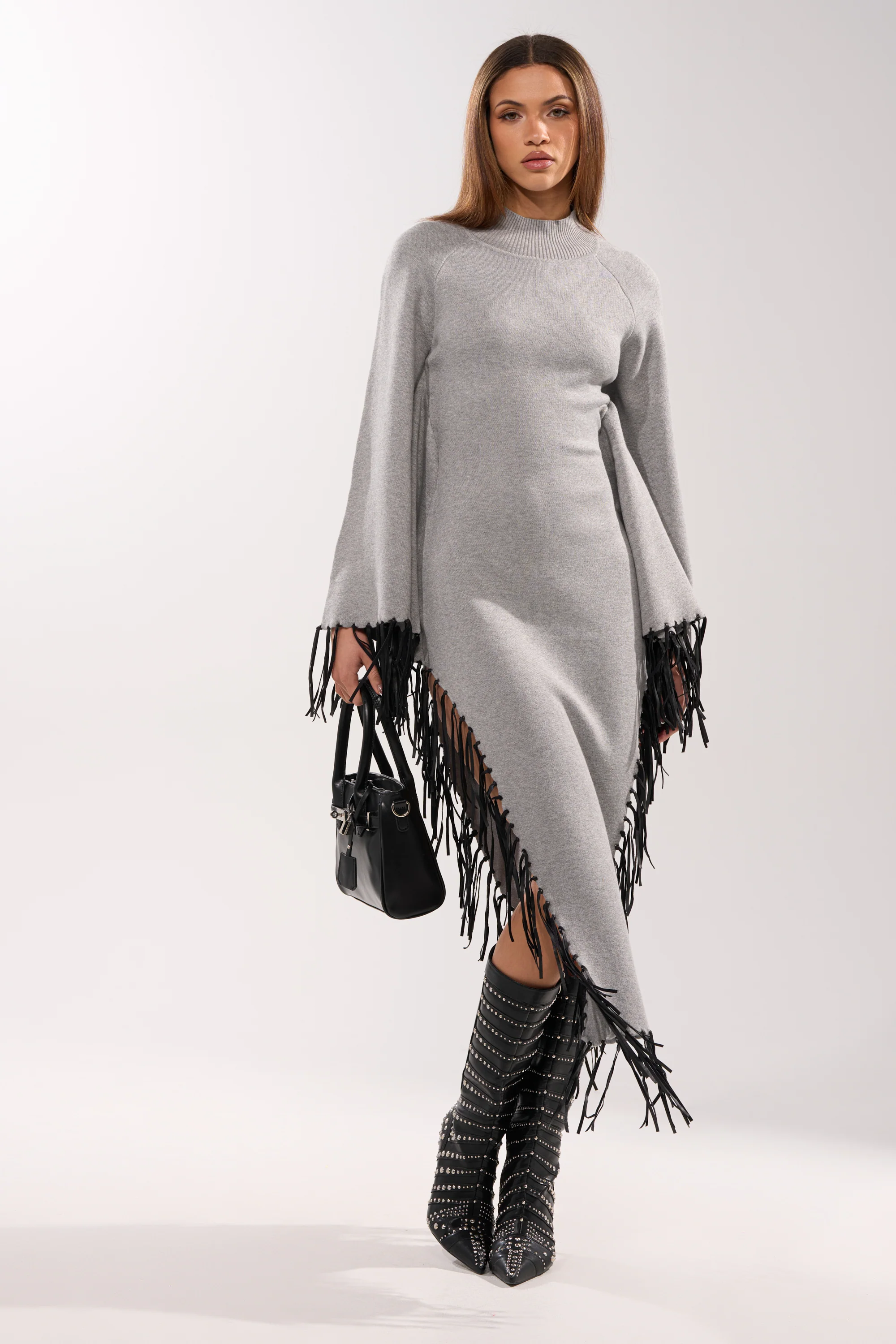 SWEATER WEATHER KNIT MIDI DRESS IN GREY - Image 2