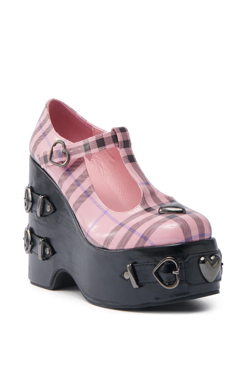 KOI FOOTWEAR SWEET APATHY PINK HEART WEDGE PUMP - Image 4