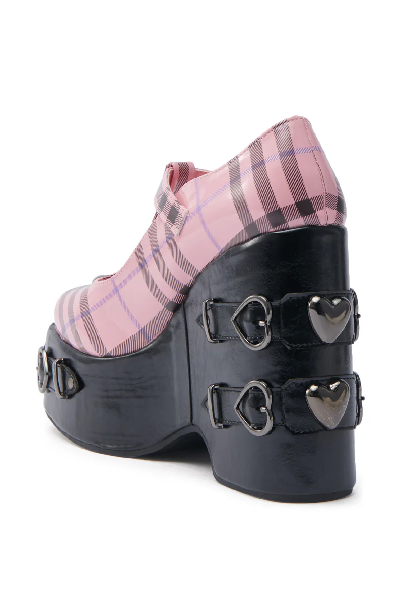 KOI FOOTWEAR SWEET APATHY PINK HEART WEDGE PUMP - Image 5