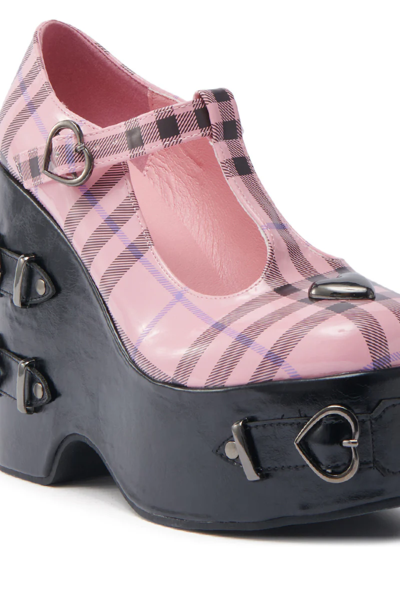 KOI FOOTWEAR SWEET APATHY PINK HEART WEDGE PUMP - Image 6