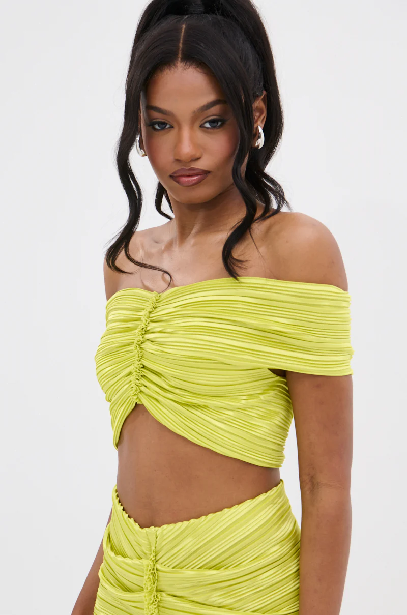 SWEET AS CAN BE GREEN OFF THE SHOULDER TOP - Image 2