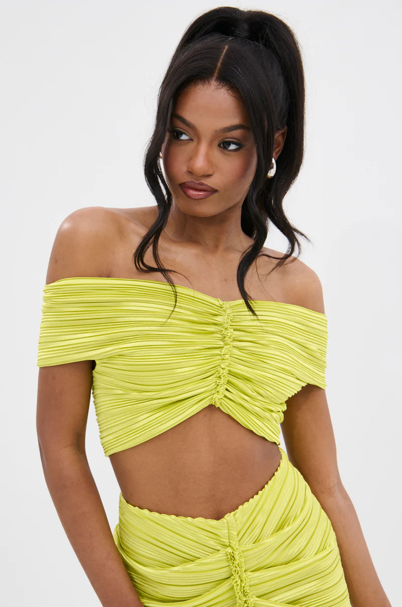 SWEET AS CAN BE GREEN OFF THE SHOULDER TOP - Image 3