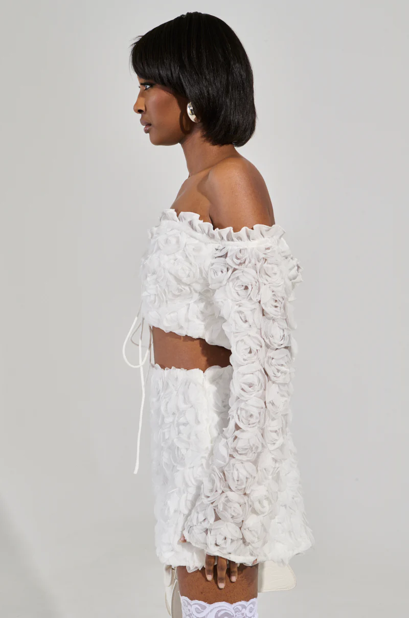 SWEET ESCAPE OFF THE SHOULDER LACE UP BLOUSE IN WHITE - Image 3