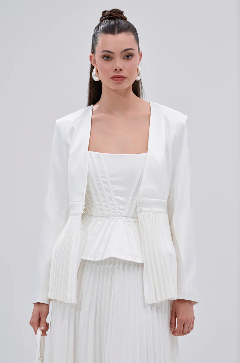 SWEET THING PLEATED SATIN BLAZER - Image 2