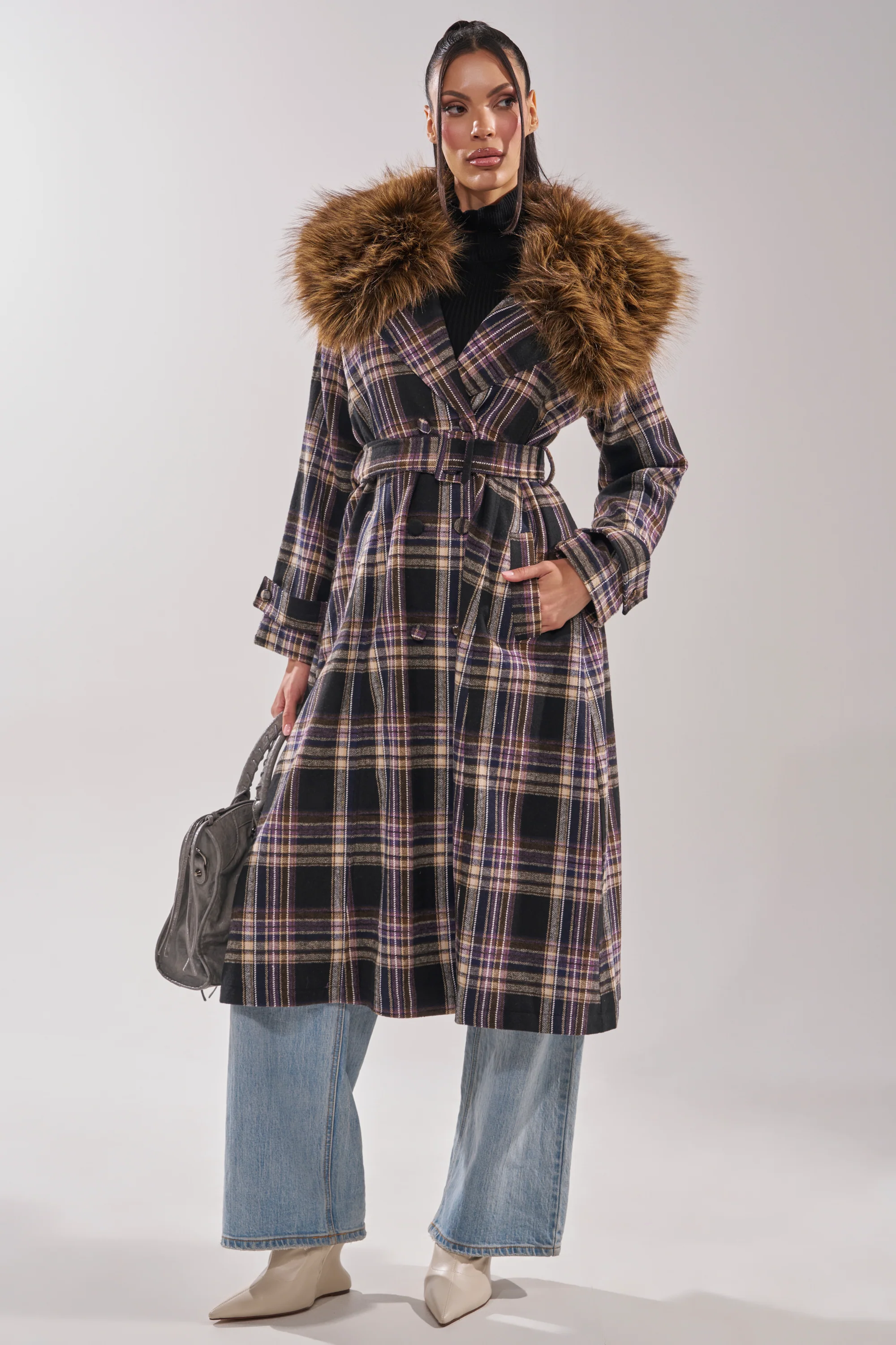 SWEPT UP FUR TRIM TRENCH - Image 4
