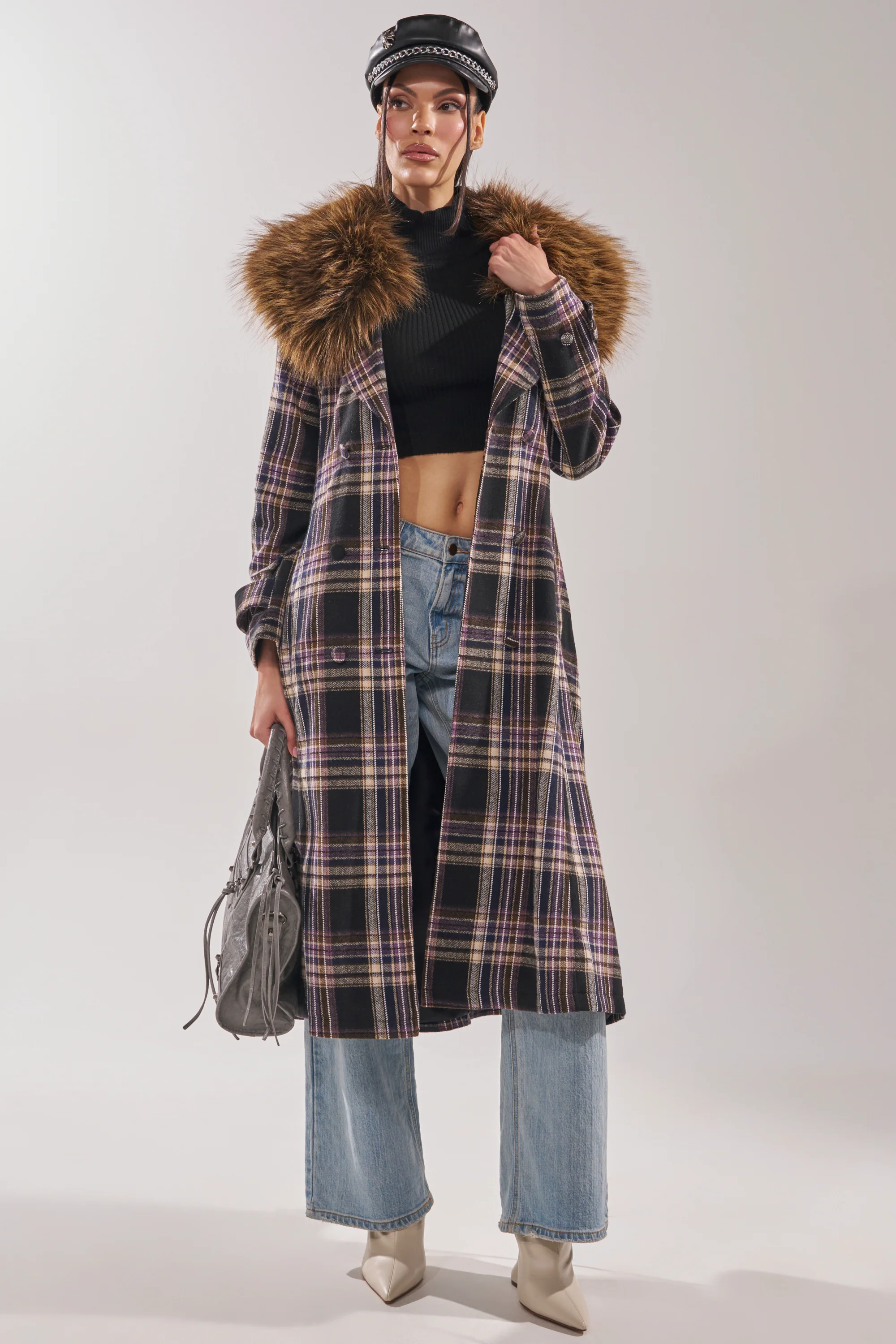 SWEPT UP FUR TRIM TRENCH - Image 5