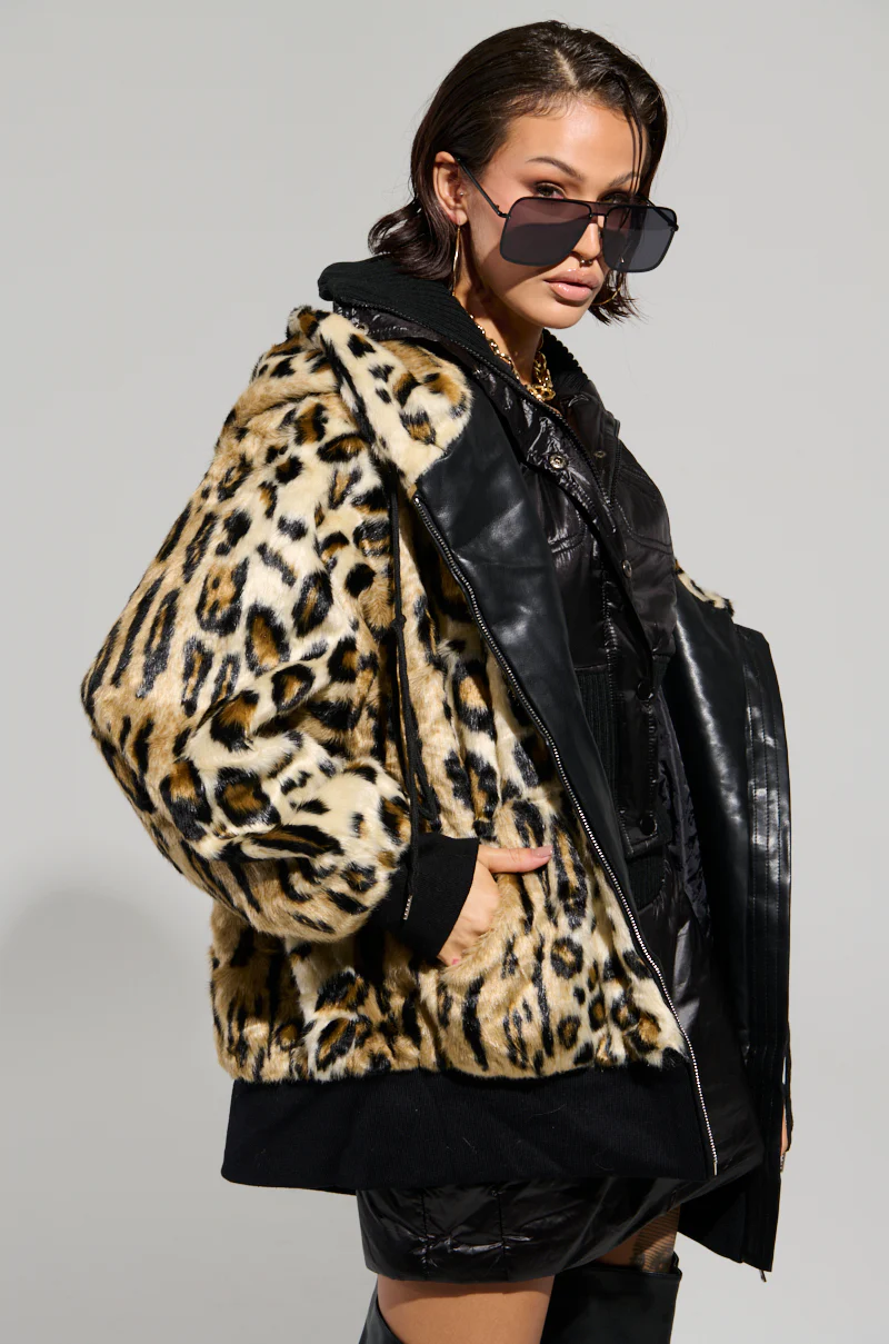 SYDNEY FAUX FUR ZIP UP HOODIE - Image 4