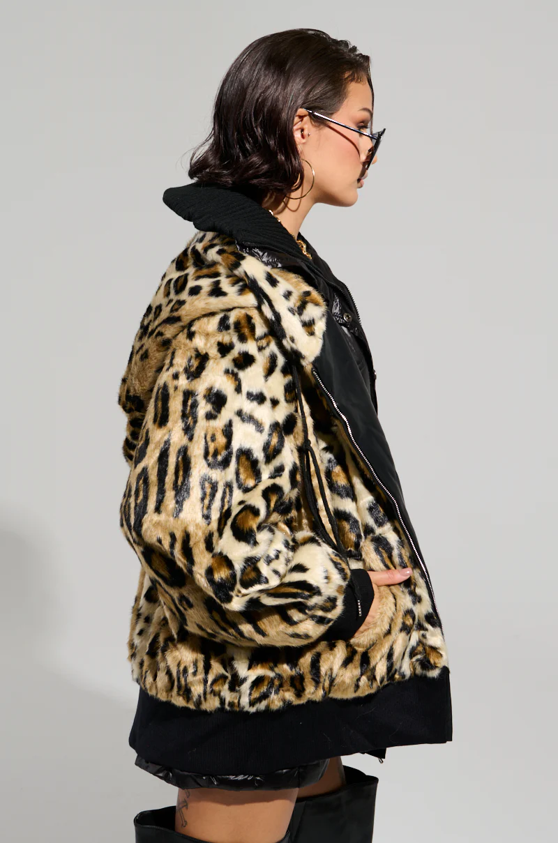 SYDNEY FAUX FUR ZIP UP HOODIE - Image 5