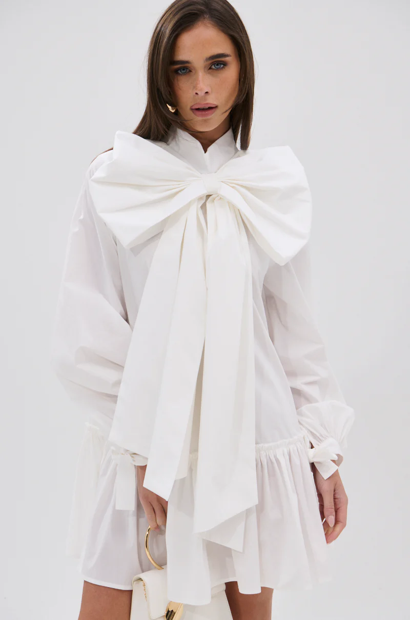 TAKE A BOW POPLIN MINI DRESS - Image 2