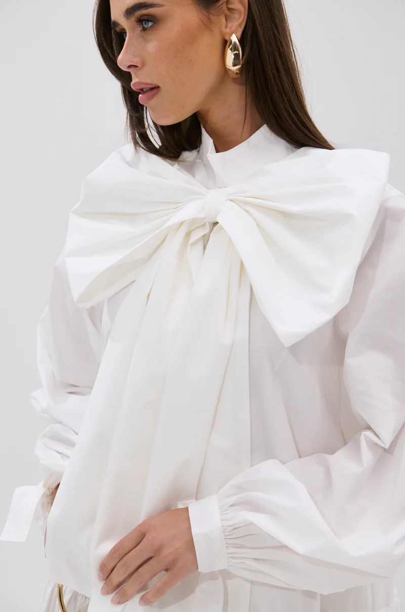 TAKE A BOW POPLIN MINI DRESS - Image 7