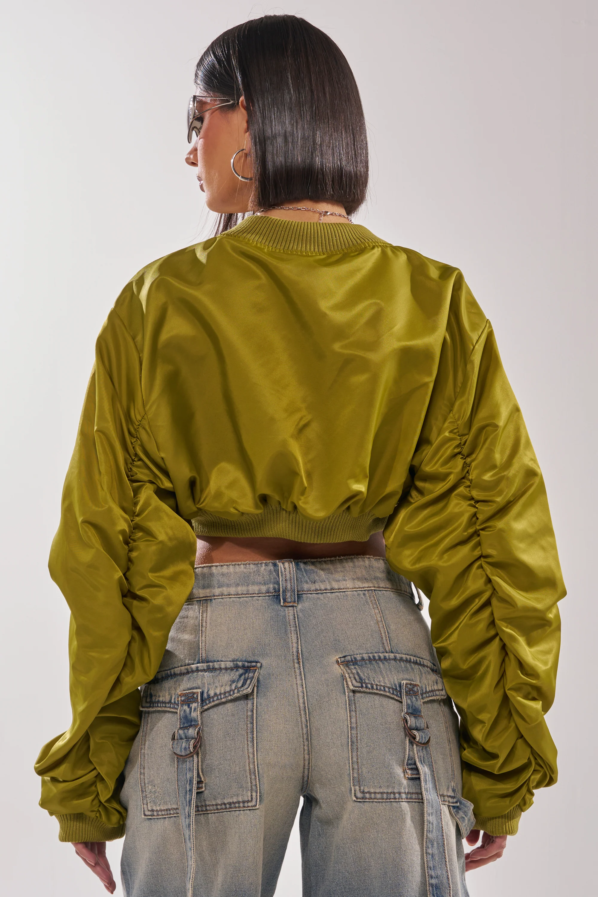 TAKE IT EASY CROPPED BOMBER IN GREEN - Image 7