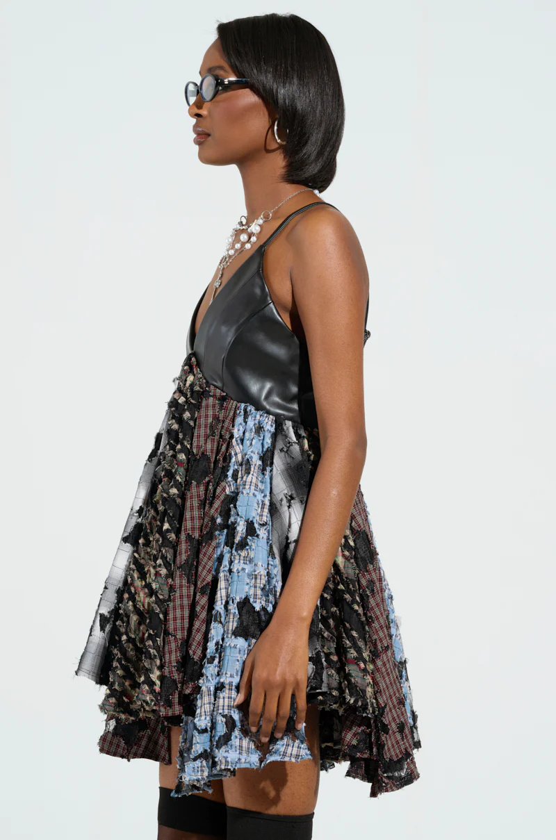 TAKE ME AWAY DISTRESSED PLAID MINI DRESS - Image 4