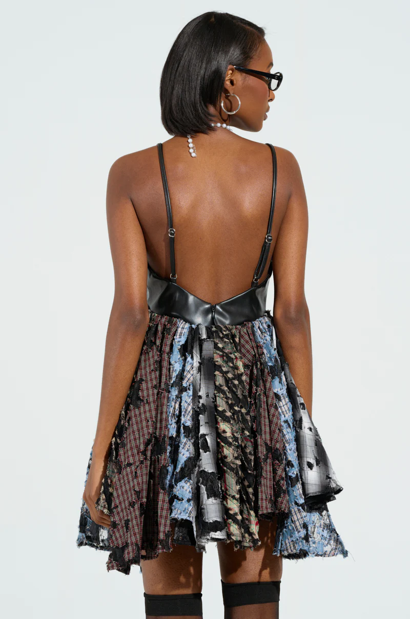 TAKE ME AWAY DISTRESSED PLAID MINI DRESS - Image 5